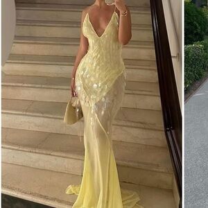 Elegant Yellow Evening Gown